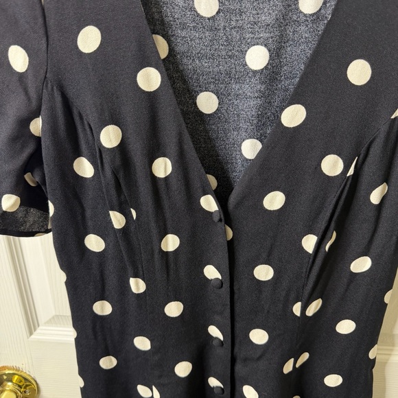 Reformation Megan Dress a polka Dot Button Front Mini Womens Size 6 - Picture 4 of 7